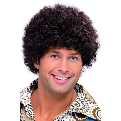 Perruque disco marron homme Taille Unique