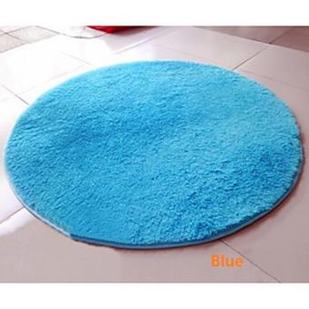 Tapis De Bain Rond En Soie 140 X Cm Bleu Achat Prix Fnac