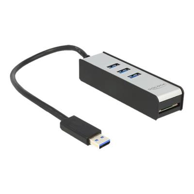 DeLock USB 3.0 External Hub 3 port + 1 slot SD Card Reader - hub - 3 poorten - desktop