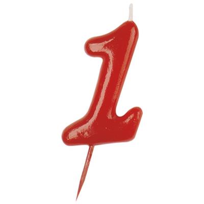 Bougie Anniversaire Rouge - Chiffre 1