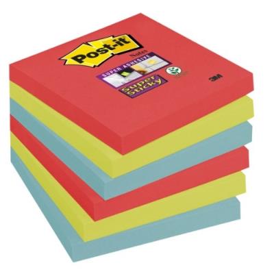 Post-it 654-6ss-jp lot de 6 blocs de notes 90 feuilles 76 x 76 mm couleurs vitaminées 6546sj