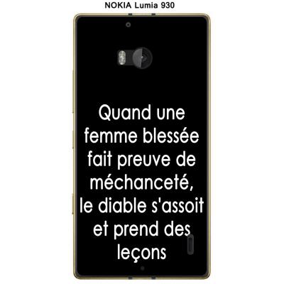 Coque Nokia Lumia 930 design Citation Quand une femme Texte blanc fond noir