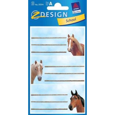 Avery - Zweckform Z-Design Étiquettes Pour Livres Chevaux En Papier Inscriptible Contenu: 3 Planches De 3 Étiquettes (59294)