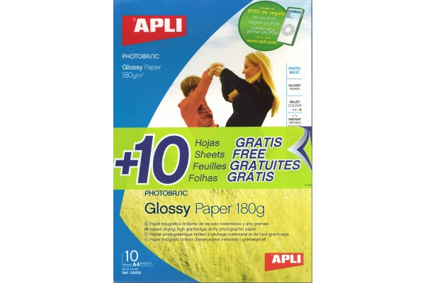 Papier Glossy A4 180 grammes 10F + 10F gratuites AGIPA