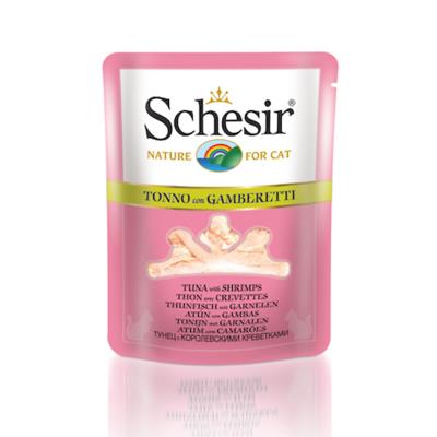 Schesir Cat Bouillon Thon/Crevettes 70Gr - Agecom