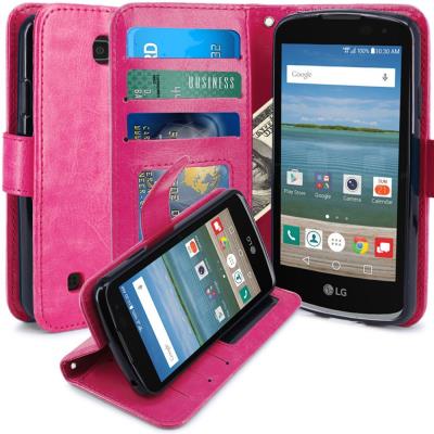 LG K4 Housse Coque Etui de luxe Portefeuille Porte Carte Et Billet pour LG K4 (Housse Luxe Rose)