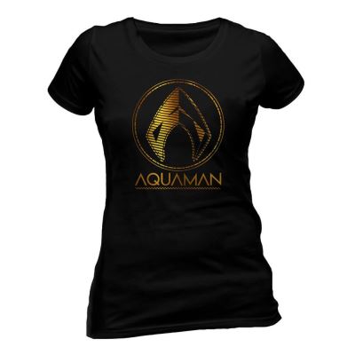 Femmes Aquaman Film Symbole métallique Aménagée T-shirt: X Large