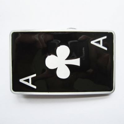 boucle de ceinture as de trefle noir carte a jouer poker