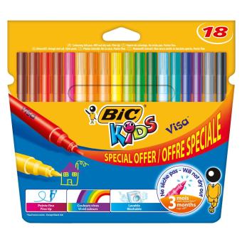 18 Feutres de coloriage BIC Kids VISA OFFRE SPECIALE X18 - Feutre - Achat &  prix
