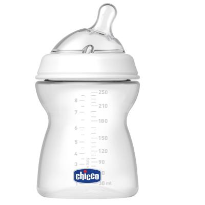CHICCO - 80723000000 - BIBERON PP NATURAL FEELING 250 ML - TÉTINE SILICONE BOUT INCLINÉ - FLUX MOYEN - 2 MOIS+