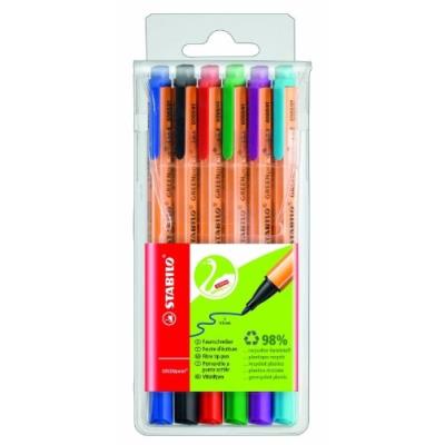 Stabilo green pochette de 6 stylos-feutres 0,8 mm couleurs assorties 216834