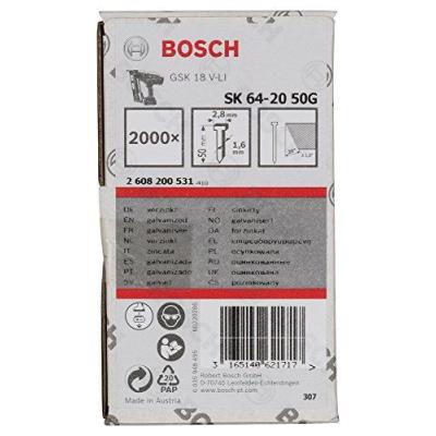 Pointe à Tête Fraisée Galvanisée Ø 1.6Mm L.50Mm Bosch Sk64 20G - 2608200531