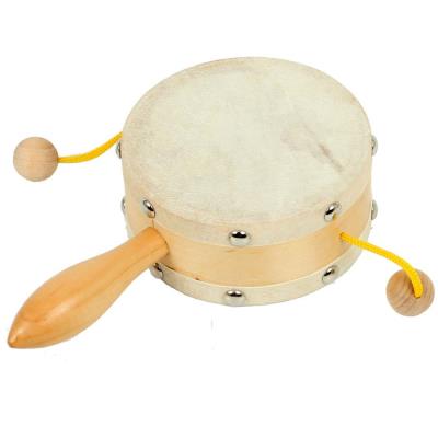 Tambour à prière en bois avec manche peau naturelle instrument musique enfant