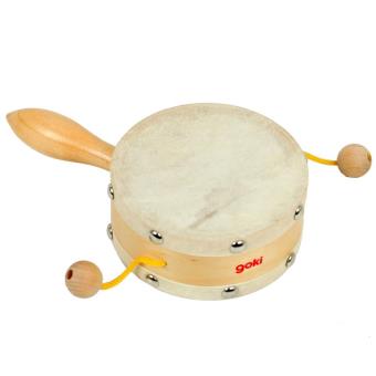 Tambour à prière en bois avec manche peau naturelle instrument musique  enfant - Autres - Achat & prix