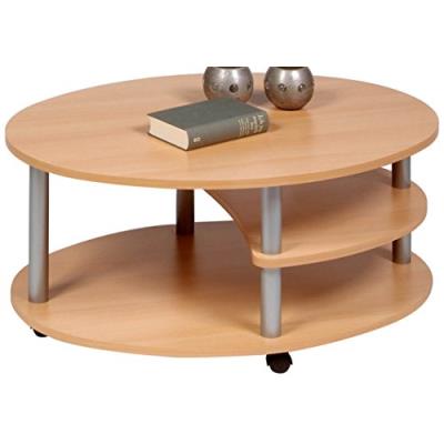 Proline-tische kg m838 primo table basse ovale en hêtre avec roulettes 91 x 70 cm