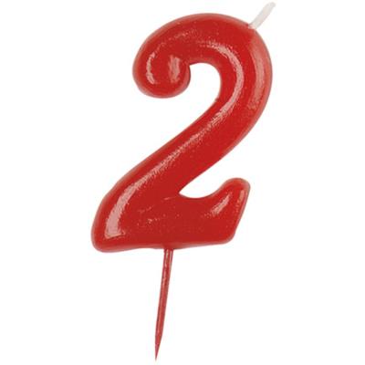 Bougie Anniversaire Rouge - Chiffre 2