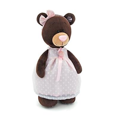 Orange toys m5046/30 - milk debout dans une robe avec broche, doudou pour adultes et enfants dans emballage cadeau, 30 cm, marron/rose