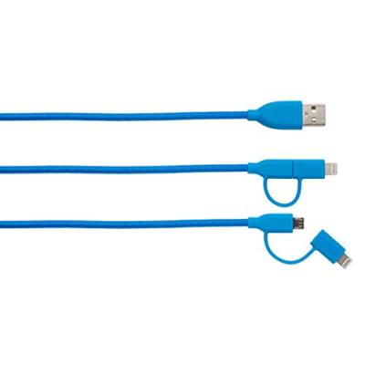 BOOMPODS DCBLU Câble Duo de Chargement/Synchronisation pour Smartphone 1 m Bleu