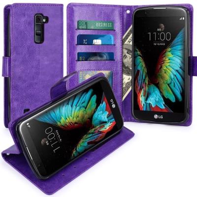 LG K10 Housse Coque Etui de luxe Portefeuille Porte Carte Et Billet pour LG K10 (Housse Luxe Violet)