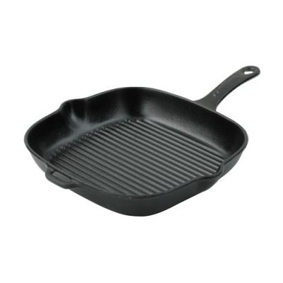 CHASSEUR POÊLE GRILL CARRÉE EN FONTE 26 CM NOIR MAT