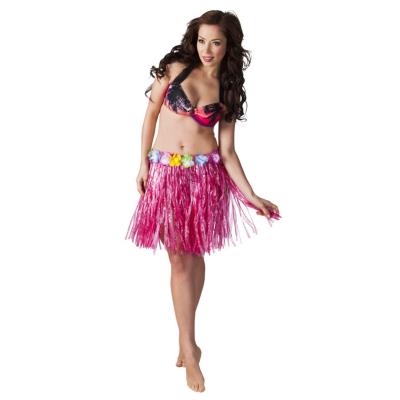 Jupe hawaïenne courte rose adulte taille unique