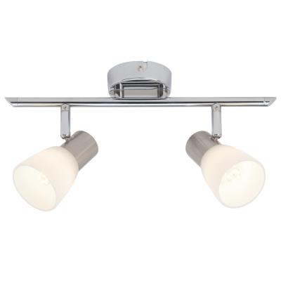Barre double spots LED orientables en mÃ©tal et verre dÃ©poli blanc Janna