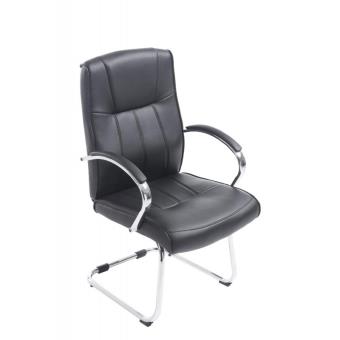 Fauteuil Chaise De Bureau Sans Roulette En Simili Cuir Noir Bur10025 Achat Prix Fnac