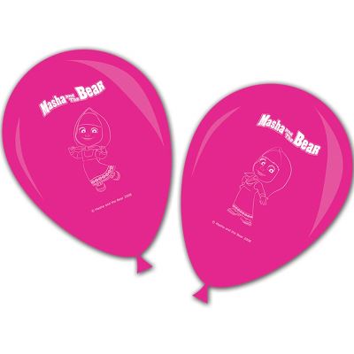 Procos 86567 - Ballons imprimés Macha et l'ours, 8 pièces, Rose