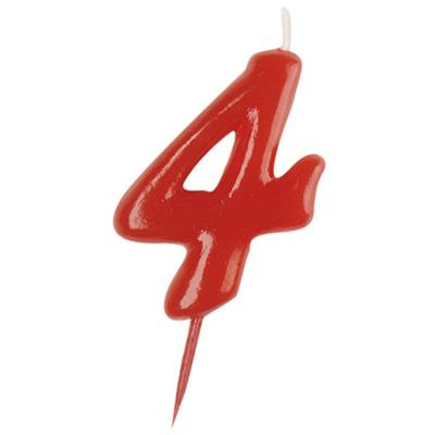Bougie Anniversaire Rouge - Chiffre 4