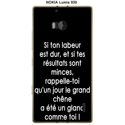 Coque Nokia Lumia 930 design Citation Si ton labeur Texte blanc fond noir