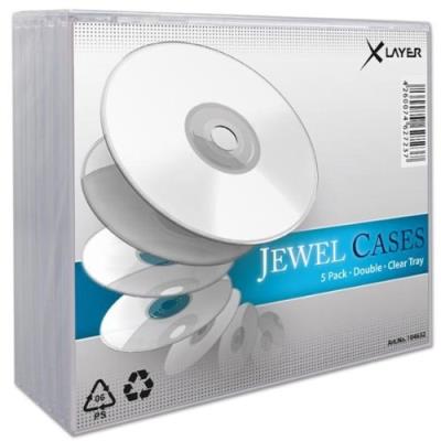Boitier - X-Layer - CD Standard pour 2 CDs, fond transparent, 5 pièces
