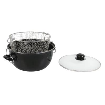 Crealys 505629 friteuse en acier emaillé noir 26 cm
