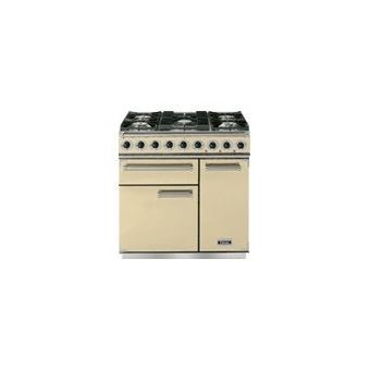 Falcon 900 Deluxe - Cuisinière (four à deux étages) - pose libre - largeur : 90 cm - profondeur : 60 cm - hauteur : 92.5 cm - avec système auto-nettoyant - classe B - crème/chrome