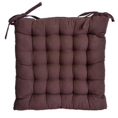 Cotton Wood - Galette de chaise en coton uni 40 cm 25 points Chocolat