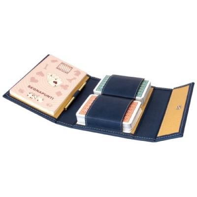 Modiano buraco jeu cartes dans étui en cuir synthétique bleu