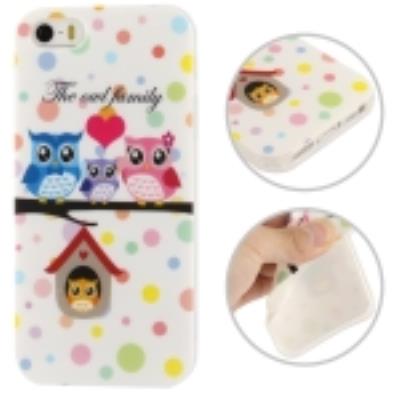 Iphone 5 / 5S : Coque Housse en Silicone Gel (TPU)  Famille de Hiboux