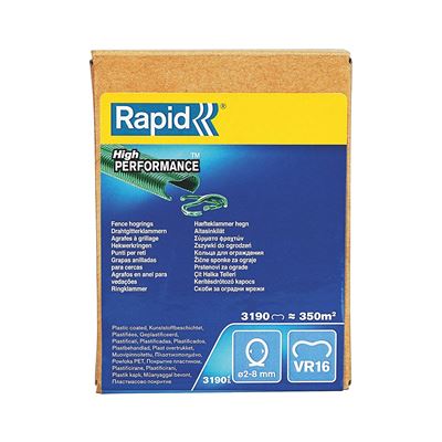 Rapid, 40108809, Agrafes de grillage galvanisées vertes, VR16, 2-8 mm, 3190 pièces, Haute qualité
