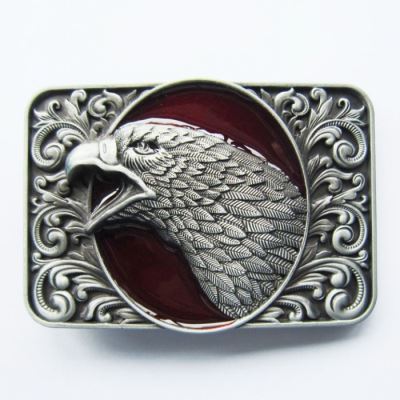 boucle de ceinture tete d'aigle rouge country homme femme