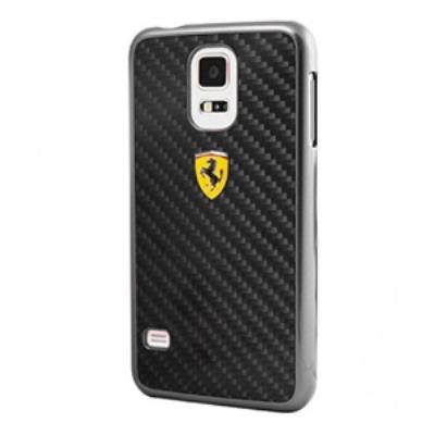 coque rigide aspect carbone et chrome Ferrari pour Galaxy S5