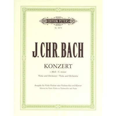 Partitions classique EDITION PETERS BACH JOHANN CHRISTIAN - CONCERTO IN C MINOR - VIOLA AND PIANO Alto