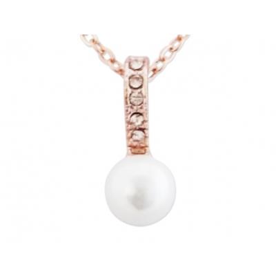 Collier doré avec attache pendentif en strass et perle blanche nacré bijou fantaisie pas cher pendentif