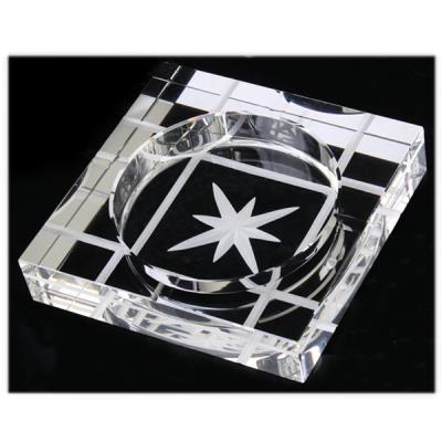 Cendrier carré en verre gravure étoile