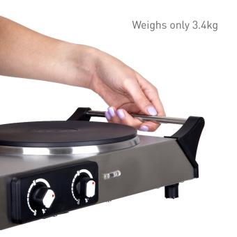 Duronic HP1BK Plaque de cuisson chauffante électrique en fonte - Réchaud de  1500W avec thermostat ajustable - Poignées intégrées— duronic-fr