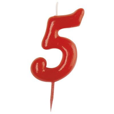 Bougie Anniversaire Rouge - Chiffre 5
