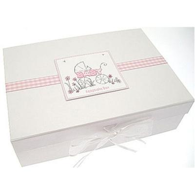 white cotton cards - pp2 - boîte souvenir a4 - landau bébé - rose