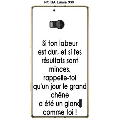 Coque Nokia Lumia 930 design Citation Si ton labeur Texte noir fond blanc