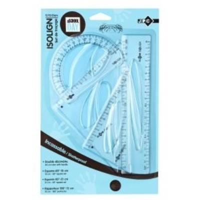Set de traçage plastique incassable : 2 équerres + rapporteur + règle 18cm - JPC 900018 Incassable : idéal pour le cartable !