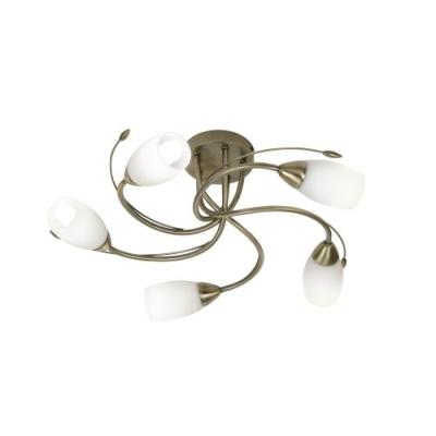 Oaks Lighting Tawa 5-Light Antique Ceiling Light With Opal Glass Shades