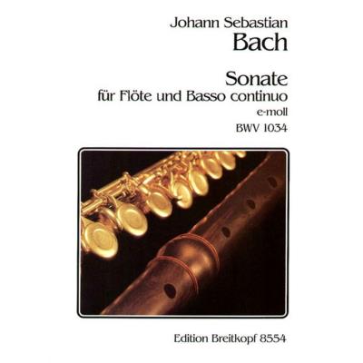 Partitions classique EDITION BREITKOPF BACH J.S. - SONATE E-MOLL BWV 1034 - FLUTE, BASSE CONTINUE Flûte traversière