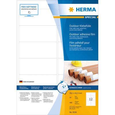 herma herma etiquette en film adhésif outdoor special,99,1 x42,3mm noir